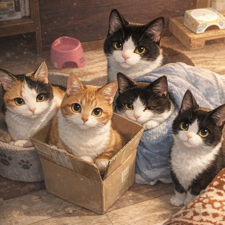 砂かけとシニア猫