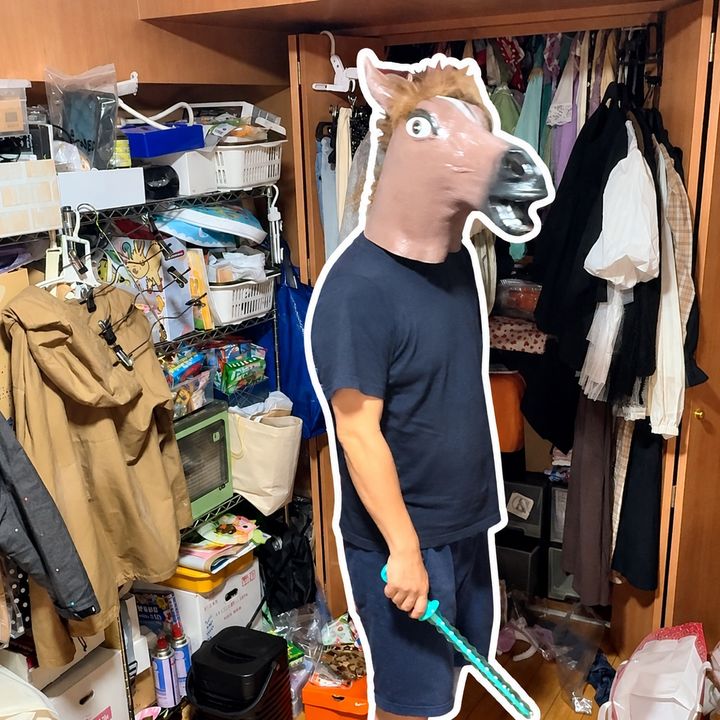 妻に内緒で汚部屋を片付ける馬